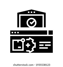 vector de icono de glifo de proceso de logística de almacenamiento. firma del proceso de logística de almacenamiento. símbolo de contorno aislado ilustración negra