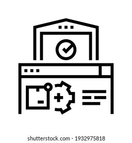 storehouse logistics process line icon vector. storehouse logistics process sign. isolated contour symbol black illustration