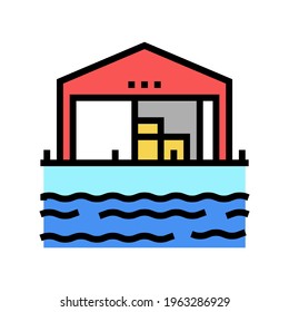 storehouse port color icon vector. storehouse port sign. isolated symbol illustration
