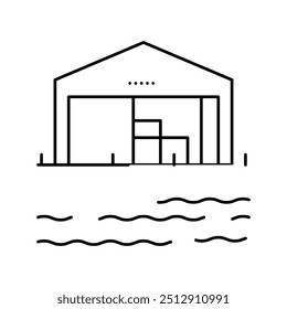 storehouse port line icon vector. storehouse port sign. isolated contour symbol black illustration