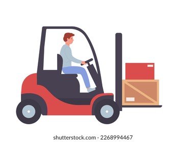 Storekeeper loader. Warehouse worker, store managing process vector illustration