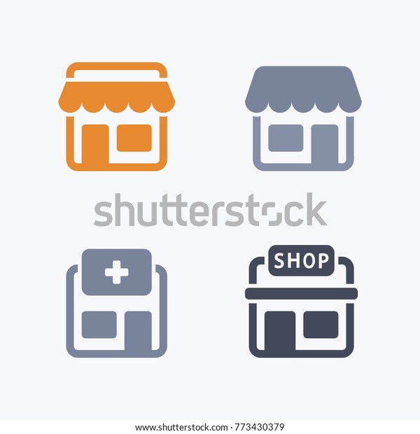 Stores - Carbon Icons. A set of 4 professional,\
pixel-aligned icons. 