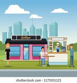 Stores at city scenery