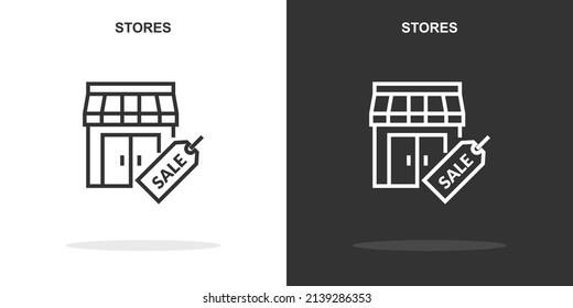 stores line icon. Simple outline style.stores linear sign. Vector illustration isolated on white background. Editable stroke EPS 10