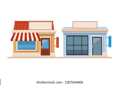 stores shopping front cartoon