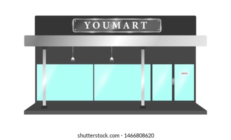 Stores and shops building Flat design concept illustration. Market building illustration. Eps 10.