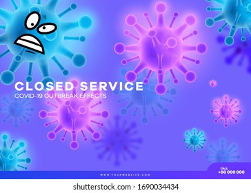 The stores are temporary close beacause of corona virus outbreak. COVID-19 Corona Virus Abbreviation. Vector Illustration
