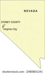 Storey County and census-designated place of Virginia City location on Nevada state map