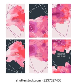 STORIES Abstract Template Celestial Banners Concept For Social Media In Red Black Watercolor Colors And Suggested Text Internet Website Design Elements