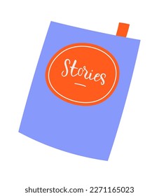 Geschichten Buch flache Ikone Lesen in der Bibliothek. Vektorgrafik