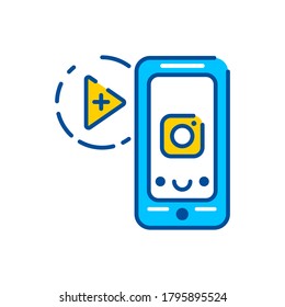 Stories color icon. Custom video content. Sign for web page, mobile app, button, logo. Vector isolated element. Editable stroke