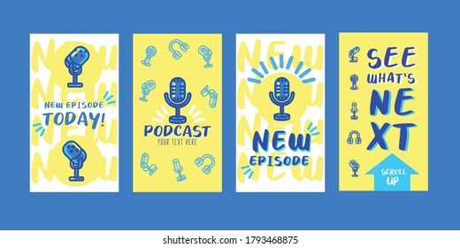 Stories Digital marketing template for phone Podcast themed