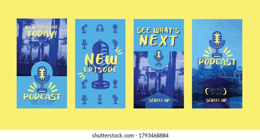 Stories Digital marketing template for phone Podcast themed