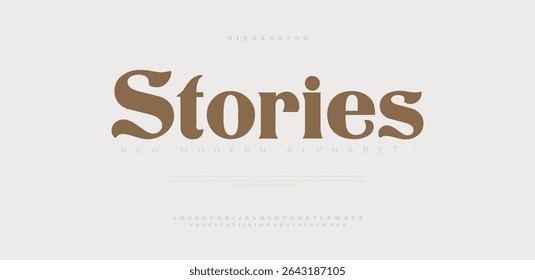Stories modern luxury beauty font alphabet logo. Typography beautiful minimal elegant classic letter serif fonts fashion wedding vintage retro logos. vector illustration
