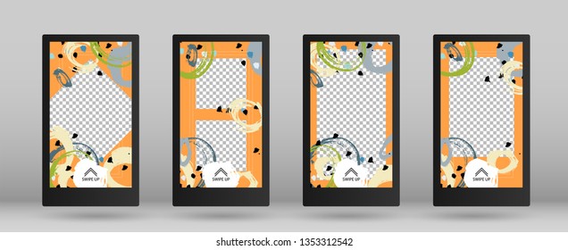 Stories Pack for Social Media. Set of Colorful Frames for Your Content. Giveaway Concept Design. Vector Illustration. Template for Social Network Stories.