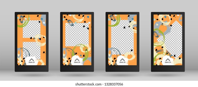 Stories Pack for Social Media. Vector Illustration. Set of Colorful Frames for Your Content. Sale Concept Design. Template for Social Network Stories.