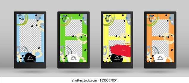 Stories Pack for Social Media. Vector Illustration. Streaming Concept Design. Set of Colorful Frames for Your Content. Template for Social Network Stories.