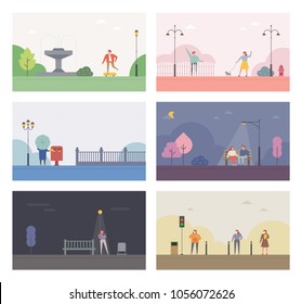 Stories of the park background. vector illustration flat design