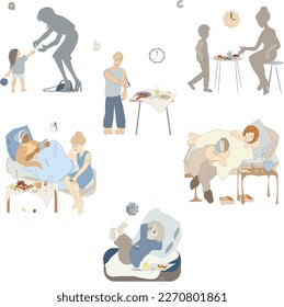 Stories of patients with diabetes. They measure sugar with a glucometer, put insulin, prepare for food and benefit from services.