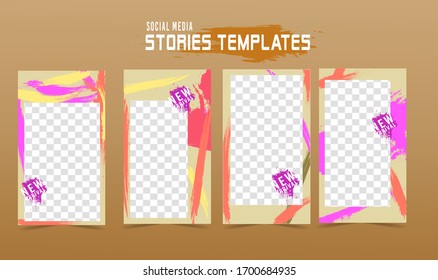 
stories set of social media template.instagram story frame with trendy abstract design.for online store to beautify merchandise.transparent background