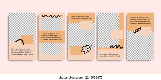 Stories in the social network in soft pink colors for any field of activity. The concept of a social network to promote your product.