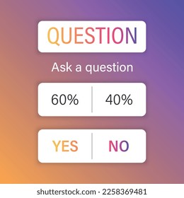 Geschichten Sticker Symbol im flachen Stil. Umfrage zu sozialen Medien: Vektorgrafik auf isoliertem Hintergrund. Stellen Sie ein Fragezeichen-Geschäftskonzept.