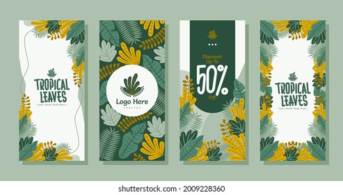 Stories Summer Tropical Leaf Flat Vector