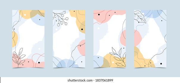 Stories template with abstract modern background with fluid organic shapes, pastel colors