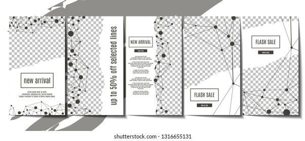 Stories template background design with dots connection background. Stock vector