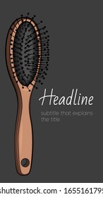 Stories template. Banner with hairdressing tools. Hairbrush. Vector illustration.