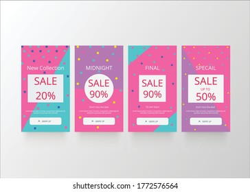 Stories template  set. Vector illustration.