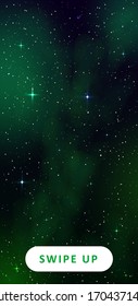Stories template. Space background with abstract shape and stars. Web design. Space exploring. Vector illustration of galaxy. Mobile backdrop. Space background.