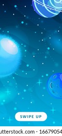 Plantilla de historias. Antecedentes espaciales con planetas de fantasía. Fondo móvil.Fondo espacial. Planetas de fantasía. Universo colorido. Diseño de juegos. Fantasía planetas espaciales para nuestro juego de galaxia.