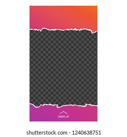 Stories template. Torn paper. Interface social media. Template a app for watching user stories. Vector illustration.