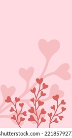 Stories template Valentine love season heart tree pink tone background vector greeting card romantic day