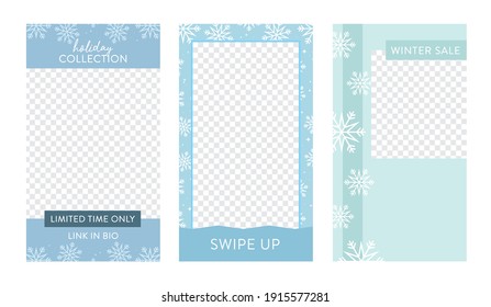 Stories Template, Winter Template, Instagram Stories Template, Social Media Post Template Vector Illustration Background