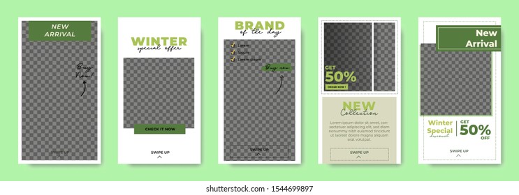 Stories Templates Banner Ads Social Media Light Green Theme