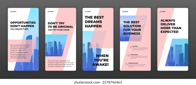  stories templates set with cityscape vector illustration on background  stories vector layout design  video template