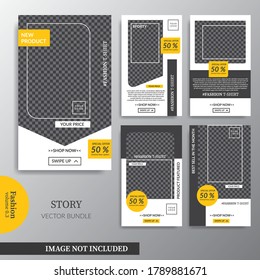 stories for various social media needs, can be used for promotional media to attract customers. with a minimalist theme and yellow color is able to attract the attention of customers