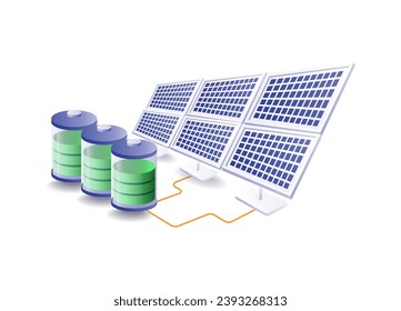 Storing electrical energy solar panels concept illustration