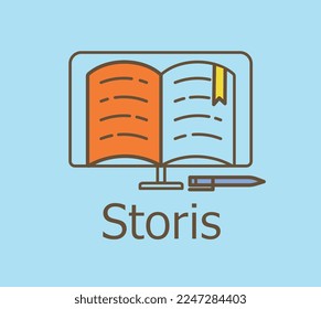 Storis line icon. Promotion of company or organization on Internet. Advertising and marketing. Interface for programs, software and applications. UI and UX design. Cartoon flat vector illustration