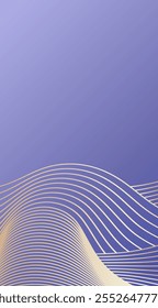 Storis template. Abstract golden wavy lines on a purple gradient background, creating a modern and elegant design.