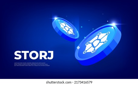 Fondo del banner del concepto de criptografía de monedas STORJ.