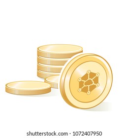 Storj Cryptocurrency Coin Gold Stacks