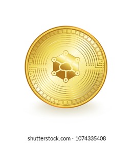 Storj Cryptocurrency Gold Coin Isolated