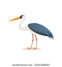 
Stork animal isolated flat vector illustration on white background.
