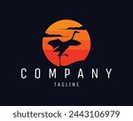 stork. animal silhouette vector design. isolated with a stunning display of cranes and dusk. best for logo, badge, emblem, icon, sticker design. available in eps 10