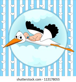 Stork with baby