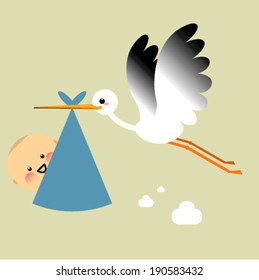 Stork with baby