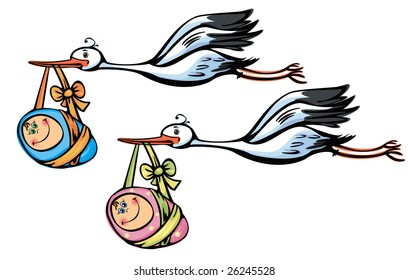 Stork and baby.